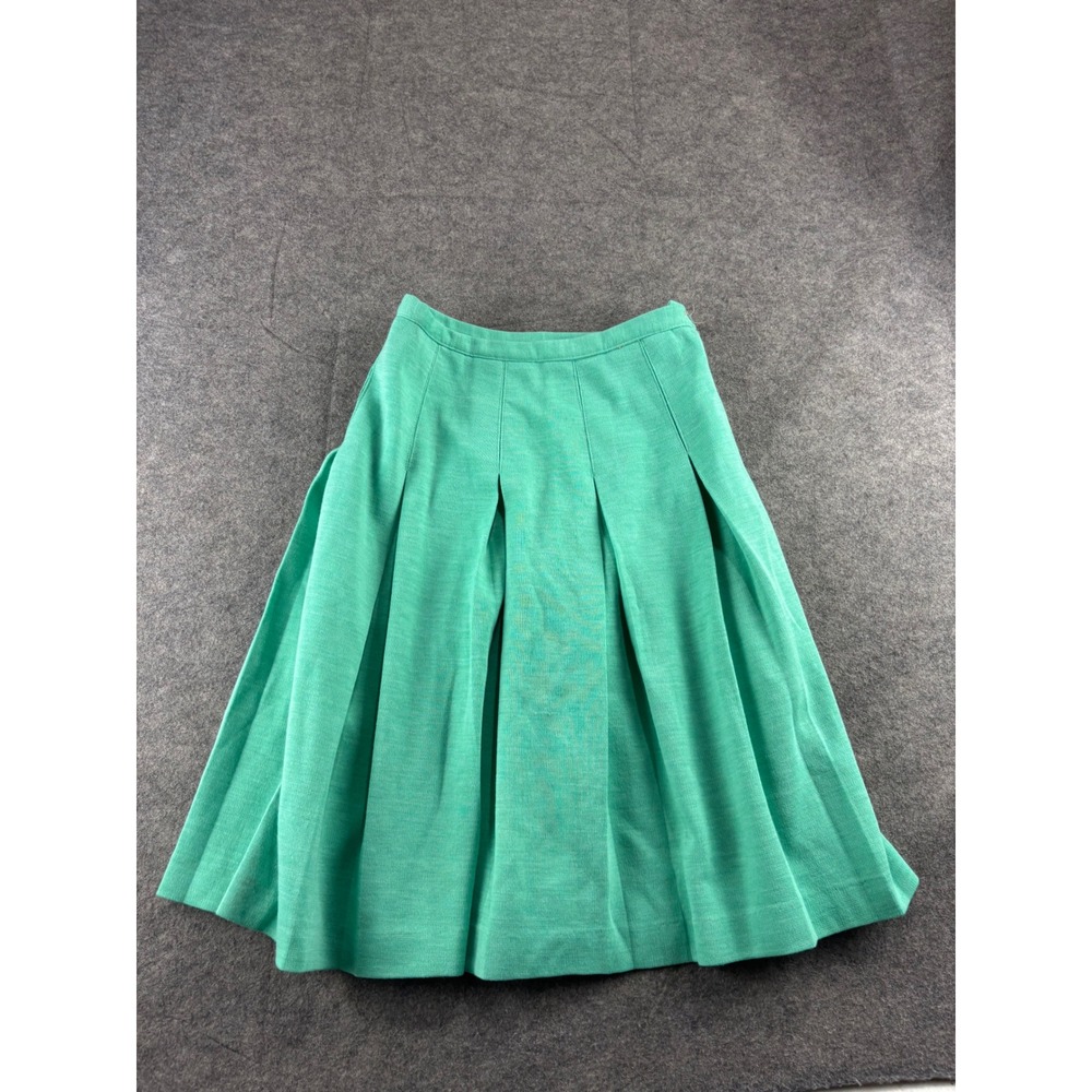 VTG Russ Seafoam Green Pleated Midi Skirt 70s Retro Prep Academia Chic Girly